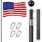 G128 Combo Pack: 16 Ft Telescoping Aluminum Flagpole (Black) & American USA Flag 2.5x4 Ft, ToughWeave Series Embroidered 210D Polyester | Pole with Flag Included